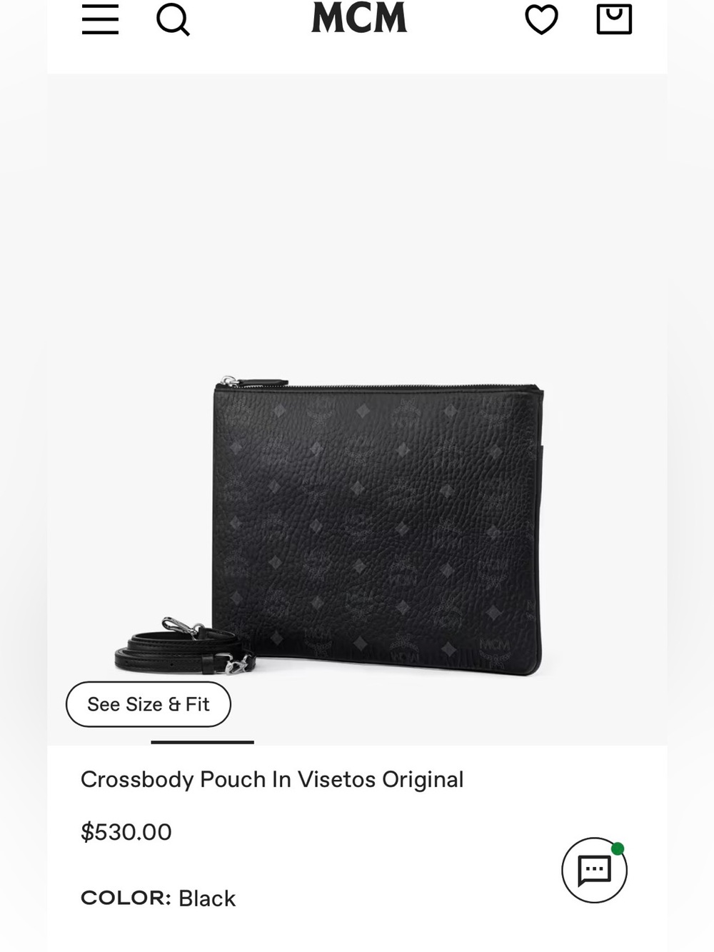 MCM Black Visetos Crossbody Pouch with Detachable Strap